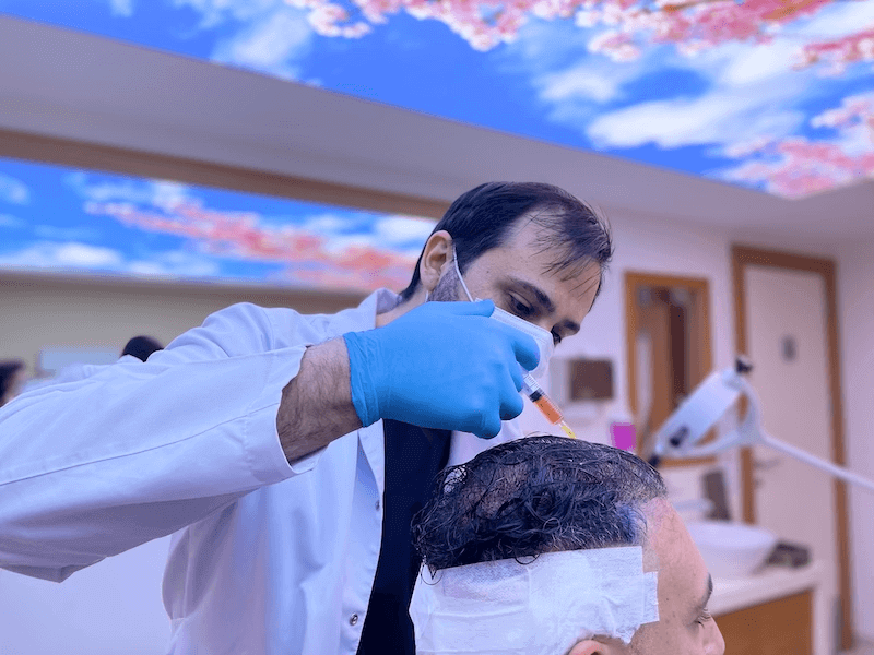 Injections after hair transplant