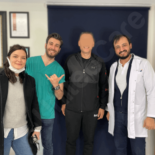 unitedcare clinic hair transplant patient with the crew and dr. utkan kiziltac